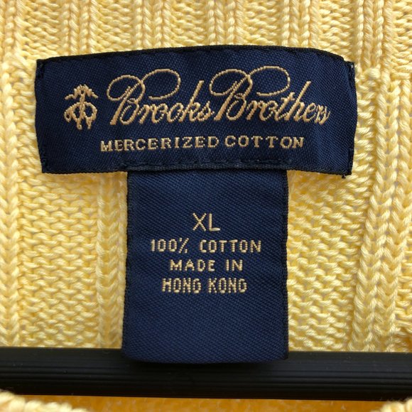 BROOKS BROTHERS yellow cotton v-neck pullover sweater SZ XL - like new! - Picture 5 of 7